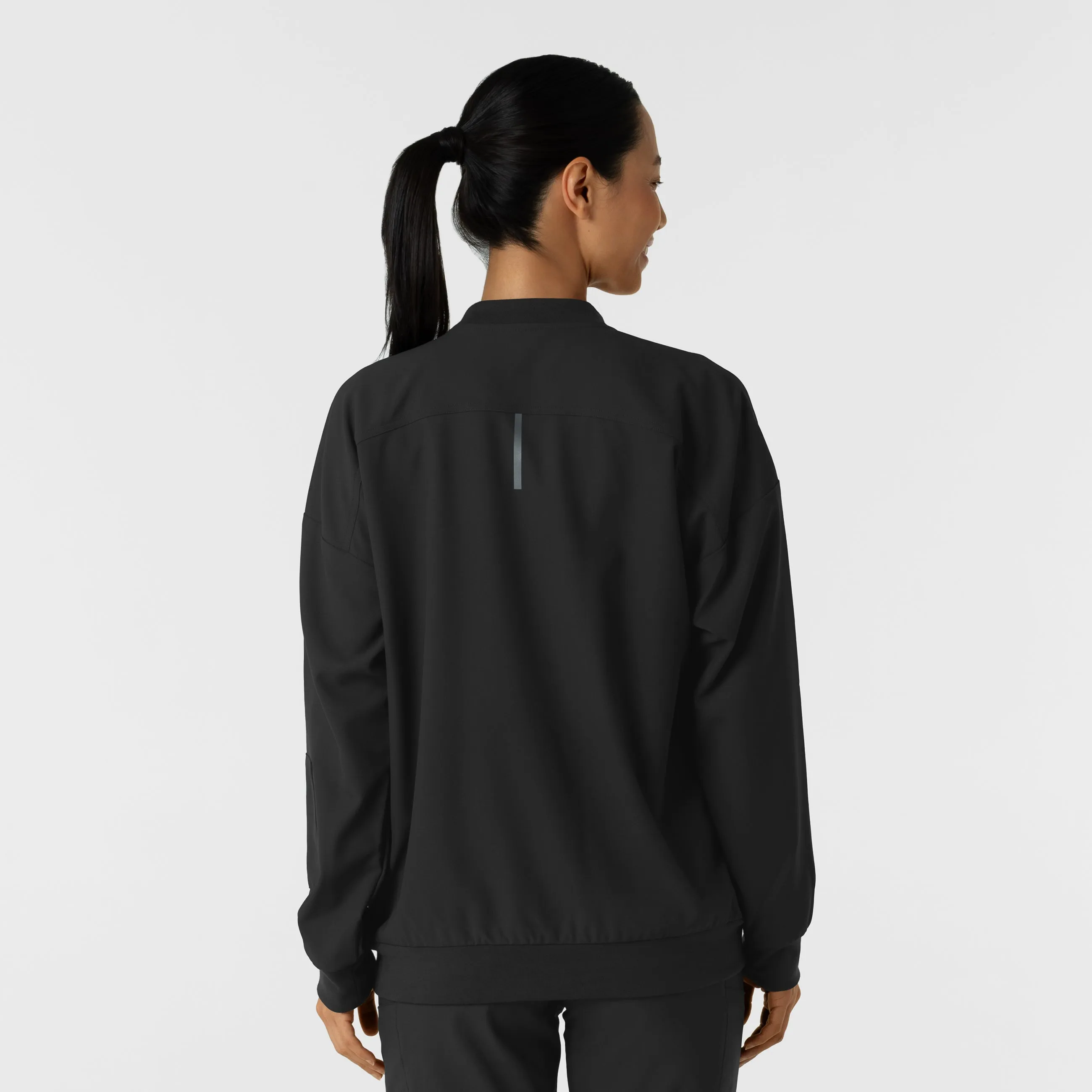 Women's Bomber Scrub Jacket - Black