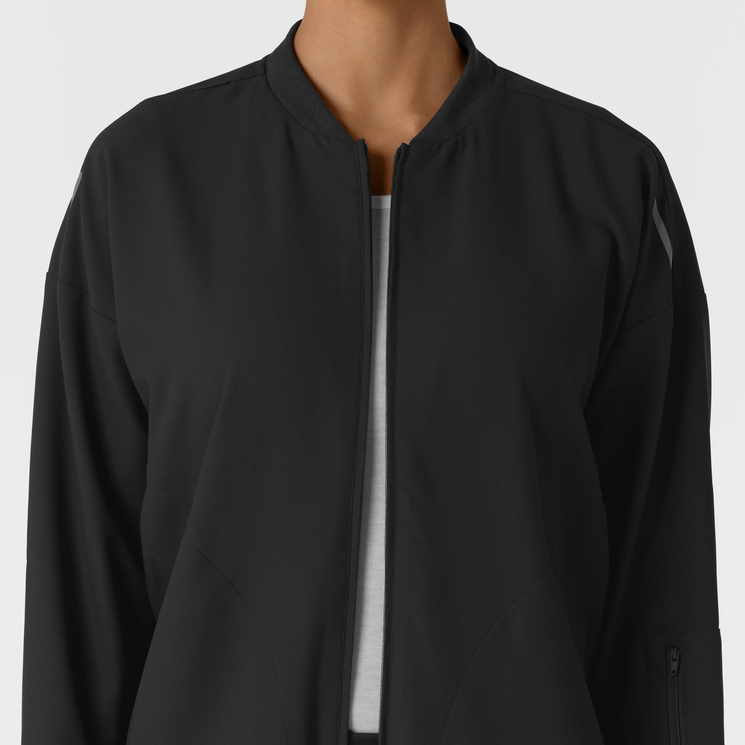 Women's Bomber Scrub Jacket - Black