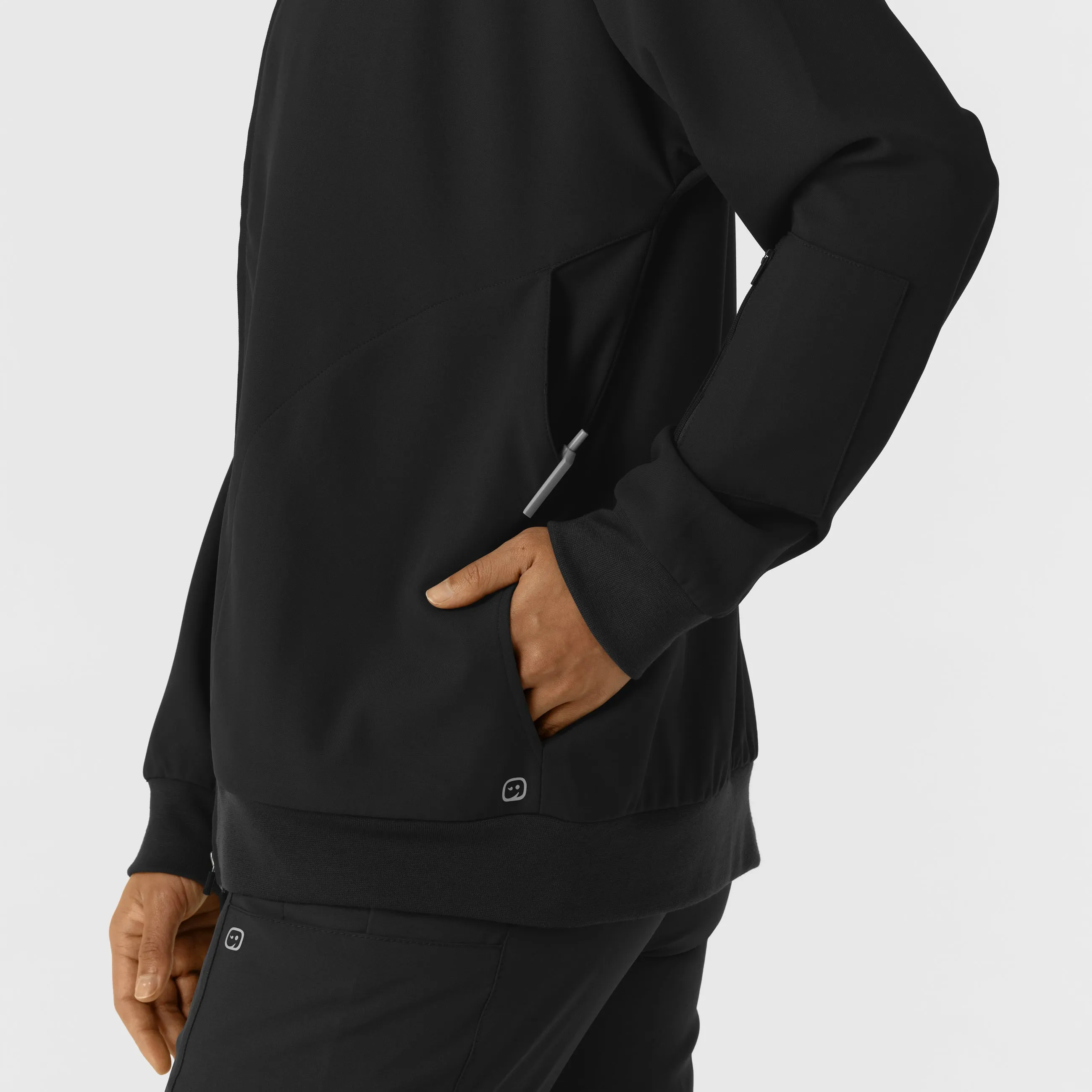 Women's Bomber Scrub Jacket - Black