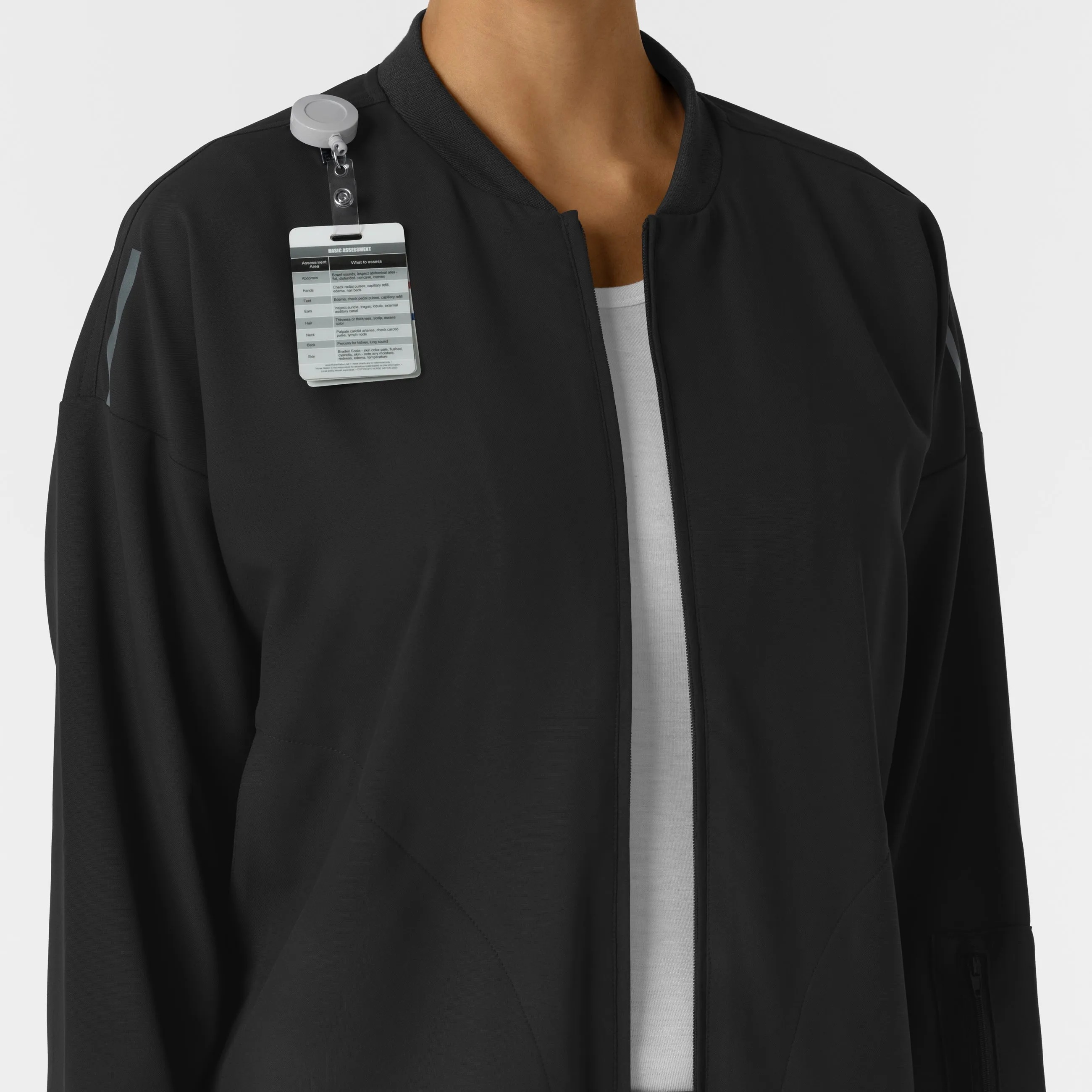 Women's Bomber Scrub Jacket - Black