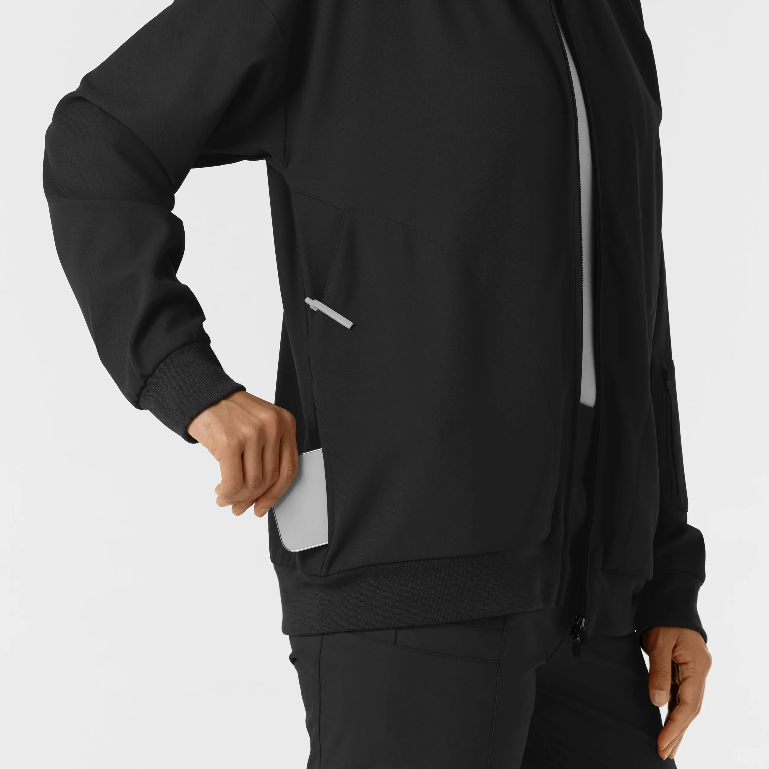 Women's Bomber Scrub Jacket - Black