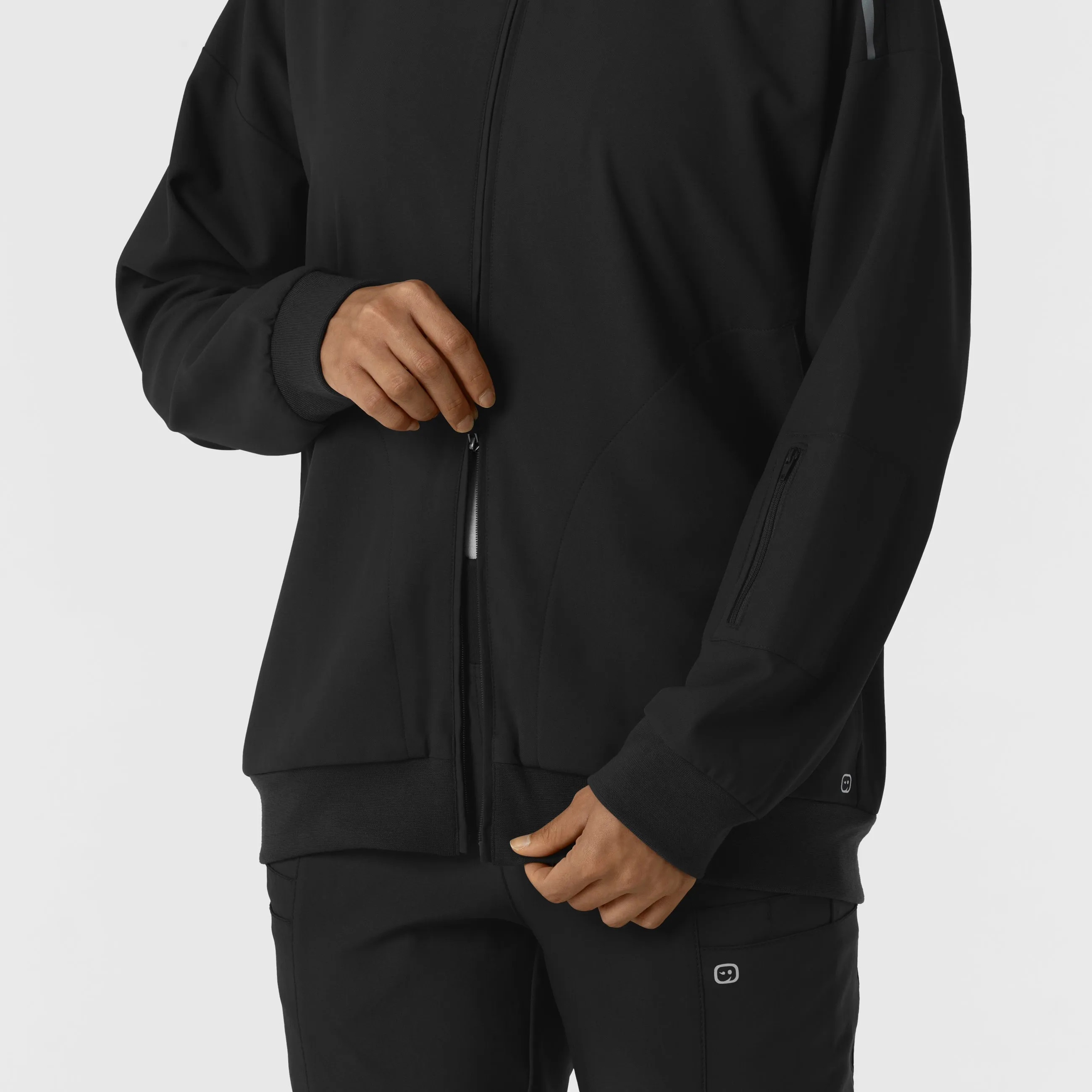 Women's Bomber Scrub Jacket - Black