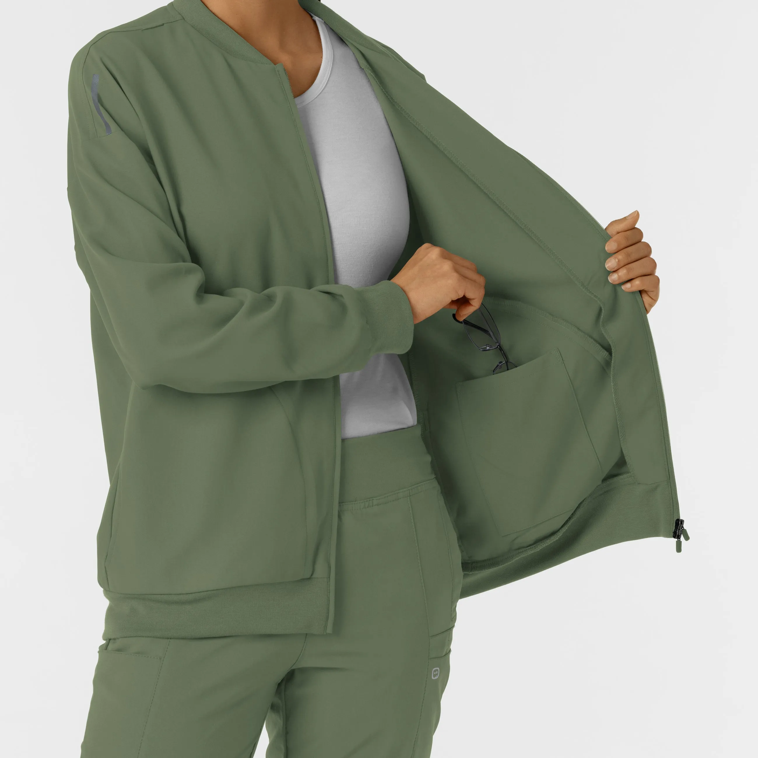 Women's Bomber Scrub Jacket - Olive