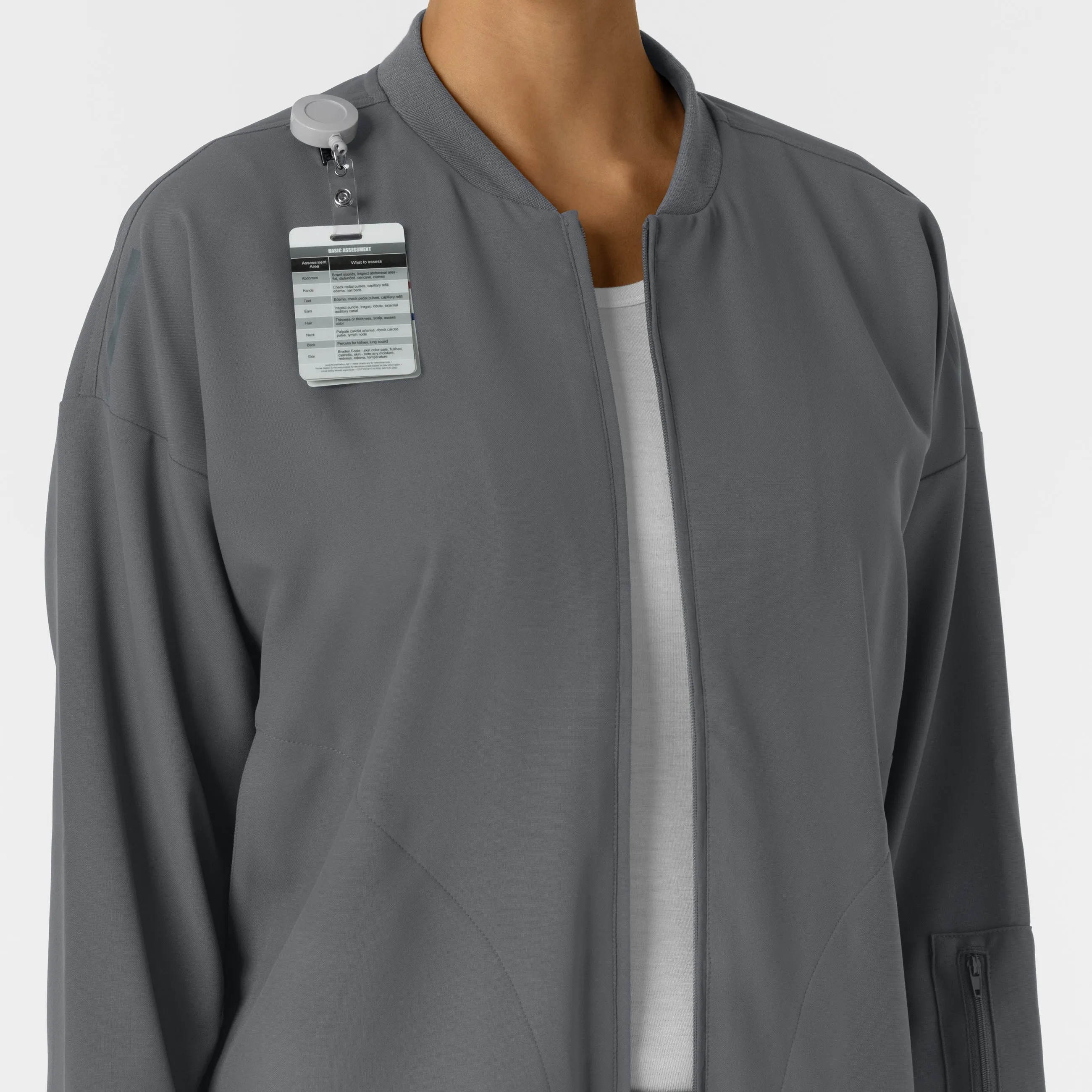 Women's Bomber Scrub Jacket - Pewter