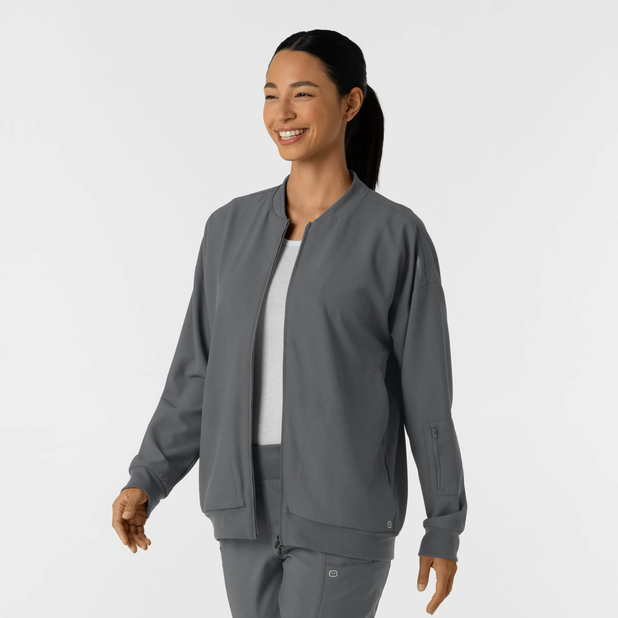 Women's Bomber Scrub Jacket - Pewter