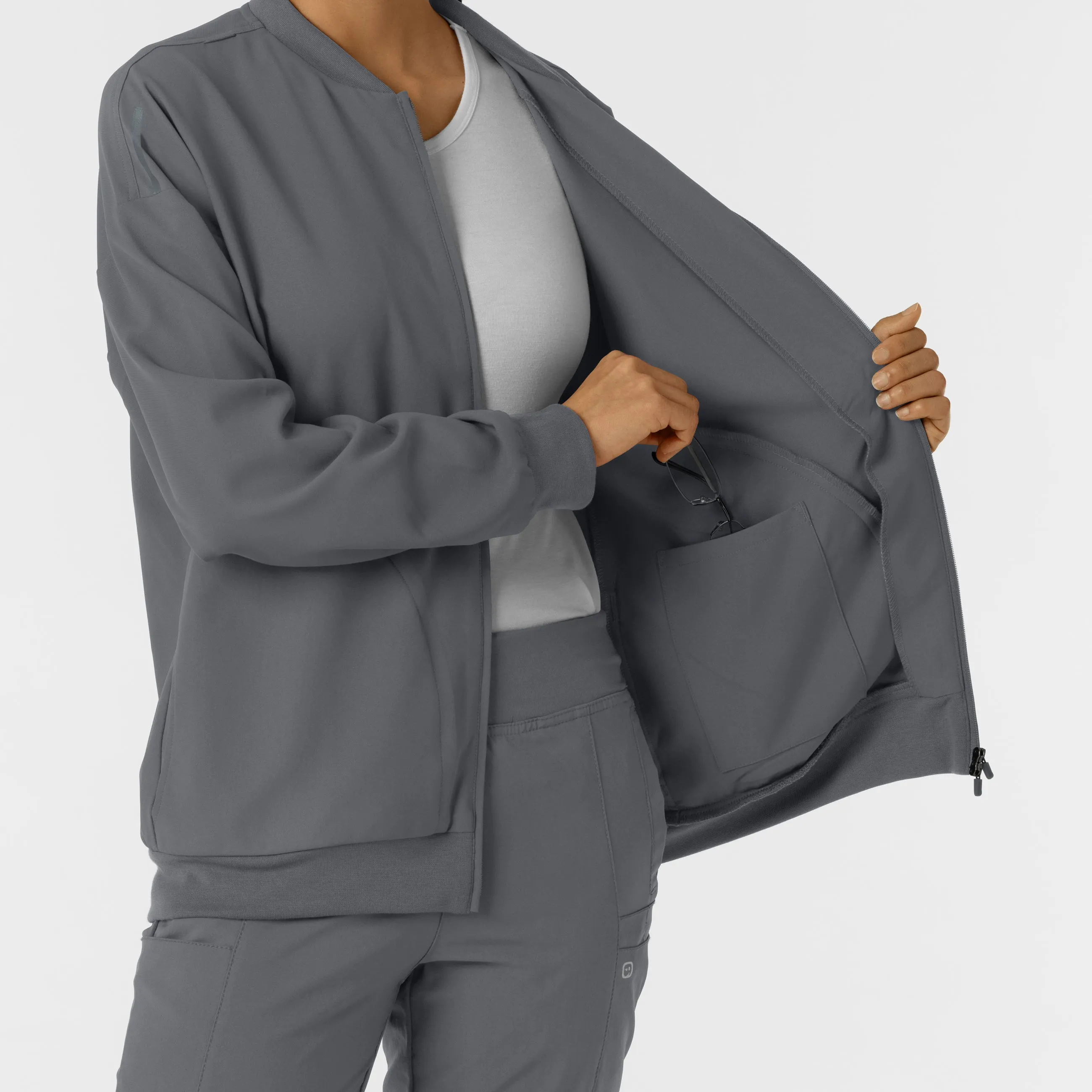 Women's Bomber Scrub Jacket - Pewter