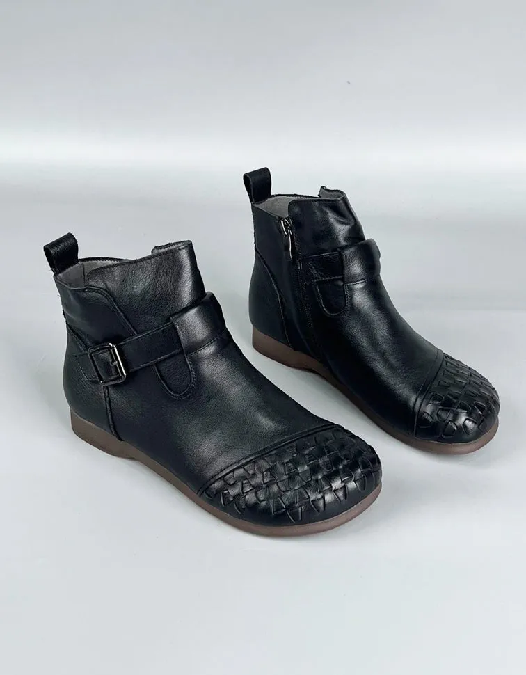 Woven Toe Comfortable Retro Ankle Boots