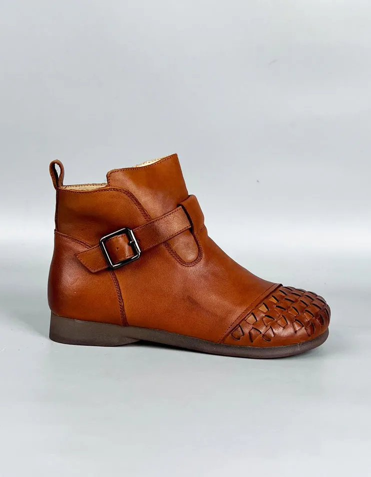 Woven Toe Comfortable Retro Ankle Boots